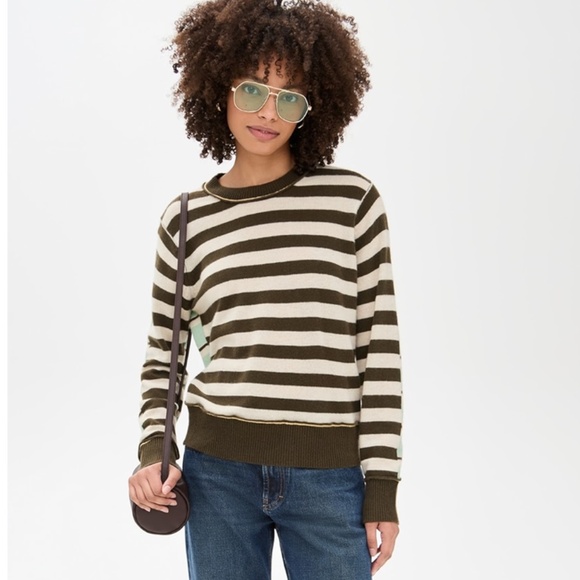 WHITE + WARREN CASHMERE MIXED STRIPE CREW - Picture 2 of 11